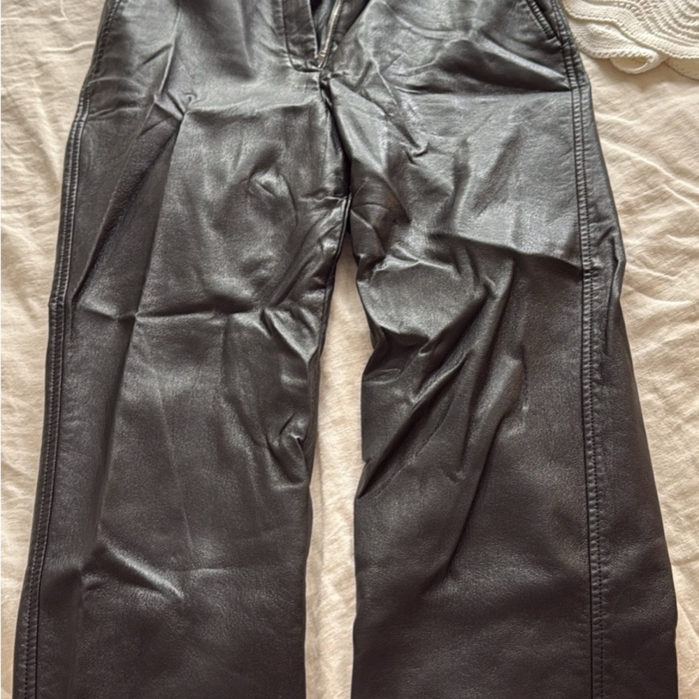 Babaton Charcoal Leather Trousers